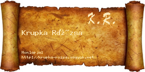 Krupka Rózsa névjegykártya